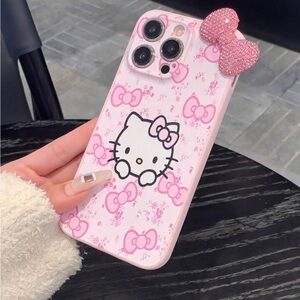 🎀Hello Kitty Pink Phone Case With Pink Rhinestone Bow🎀